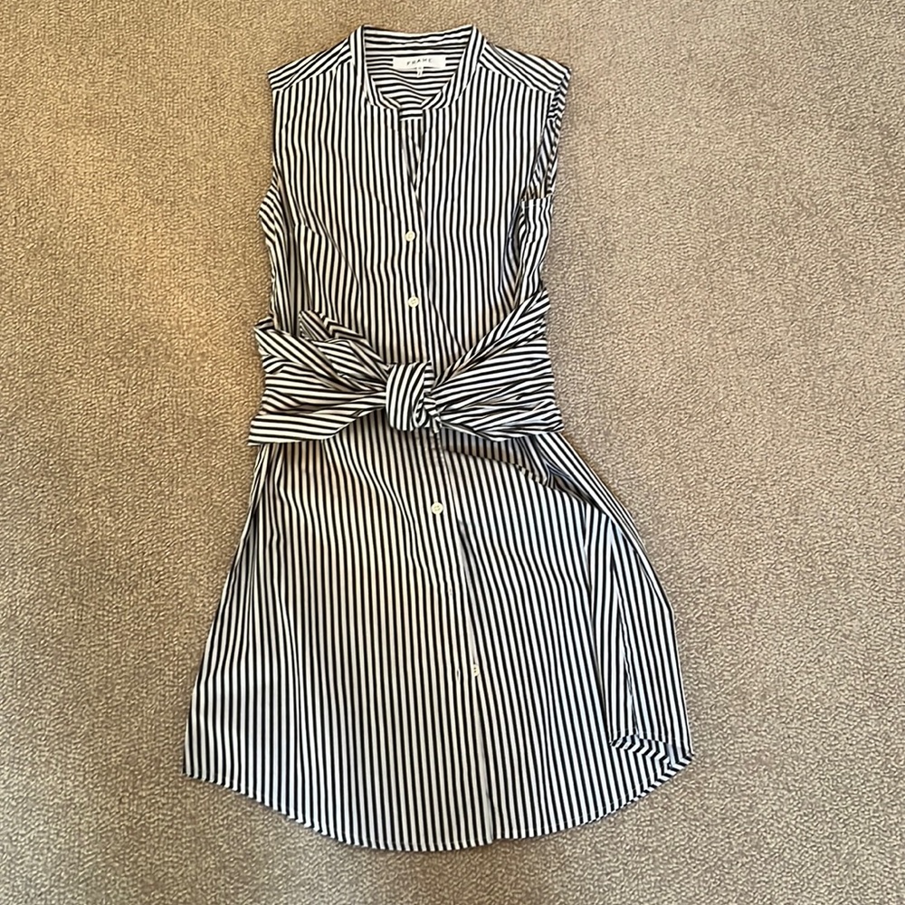 Frame sleeveless, striped (blue) day dress. Extra small